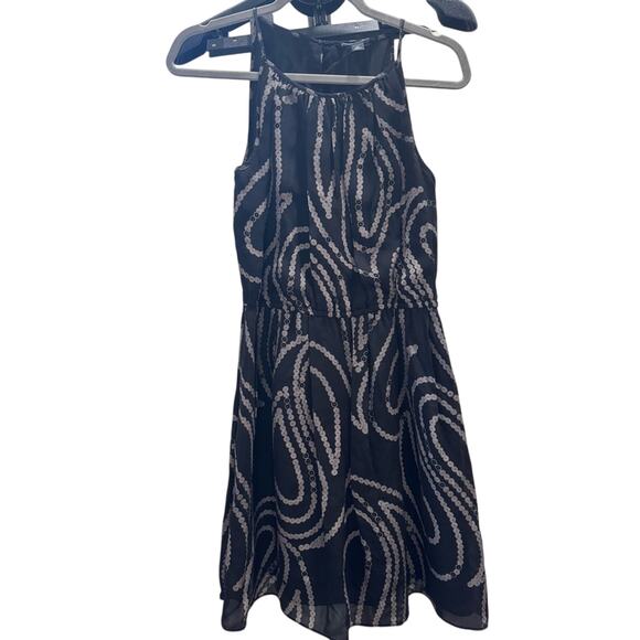 Banana Republic Black and Beige Patterned Halter Mini Dress - Picture 1 of 6
